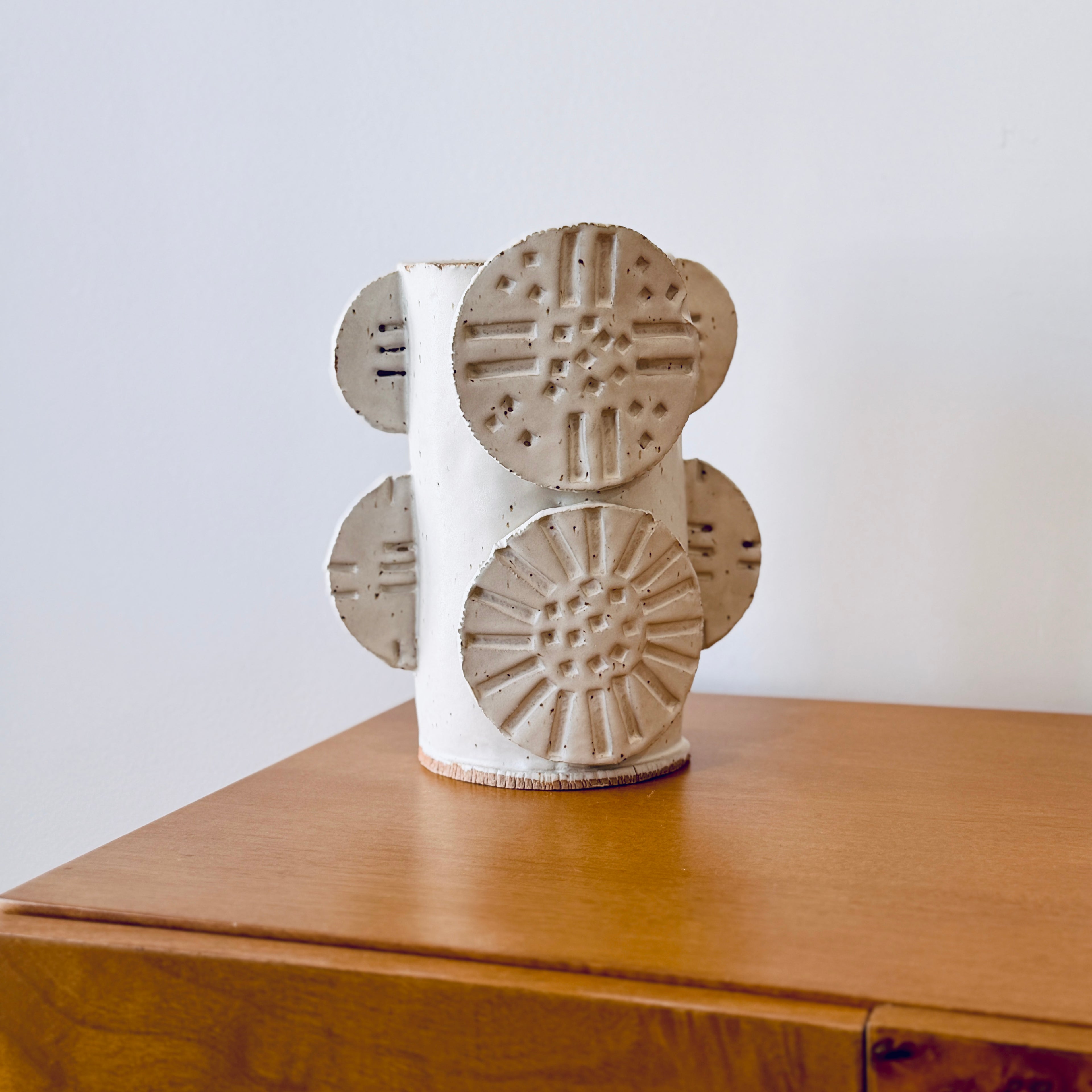 Double Totem Vase - Beige
