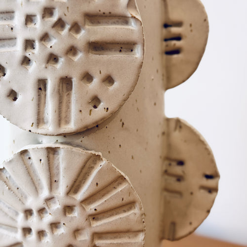 Double Totem Vase - Beige