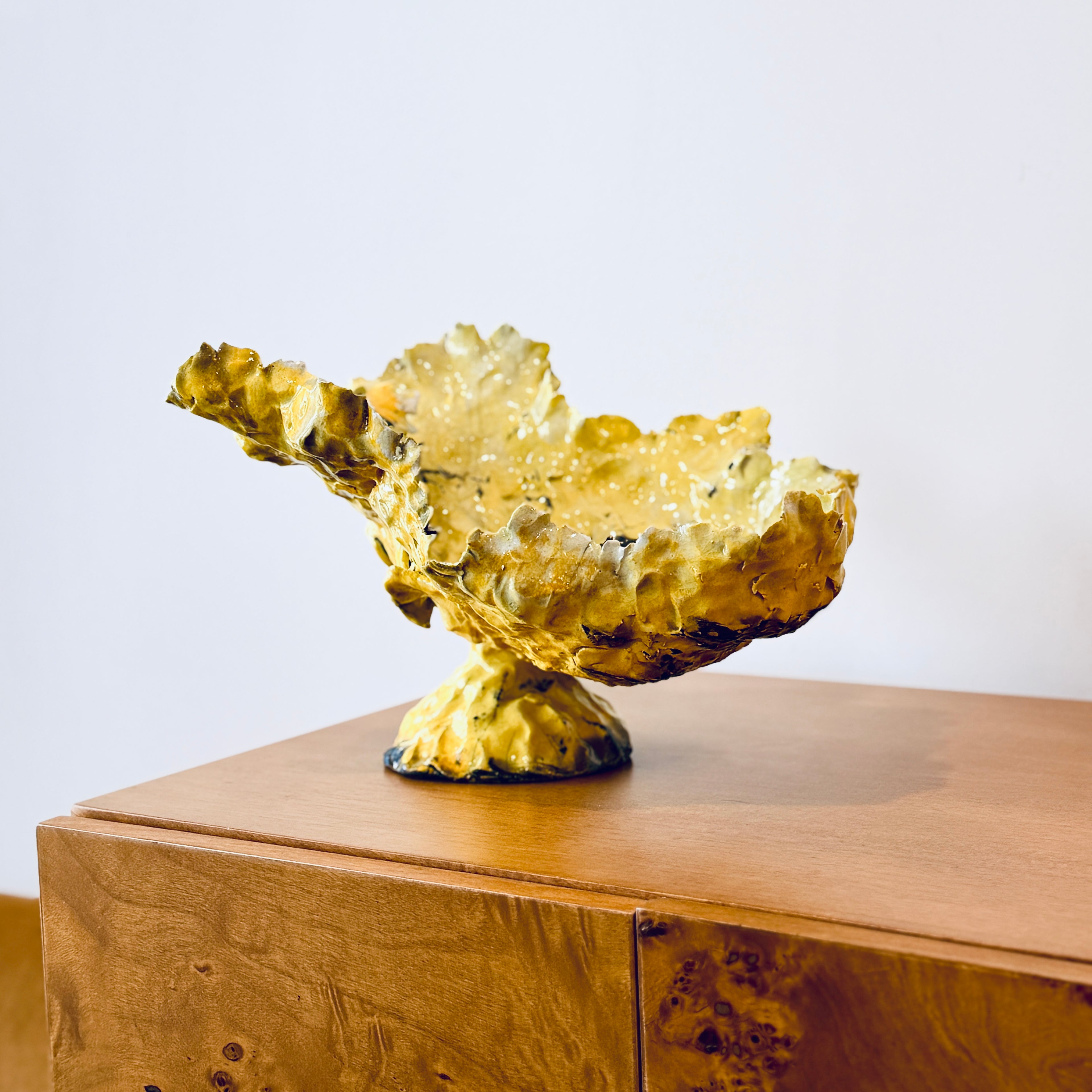 Raku Yellow Footed Bowl