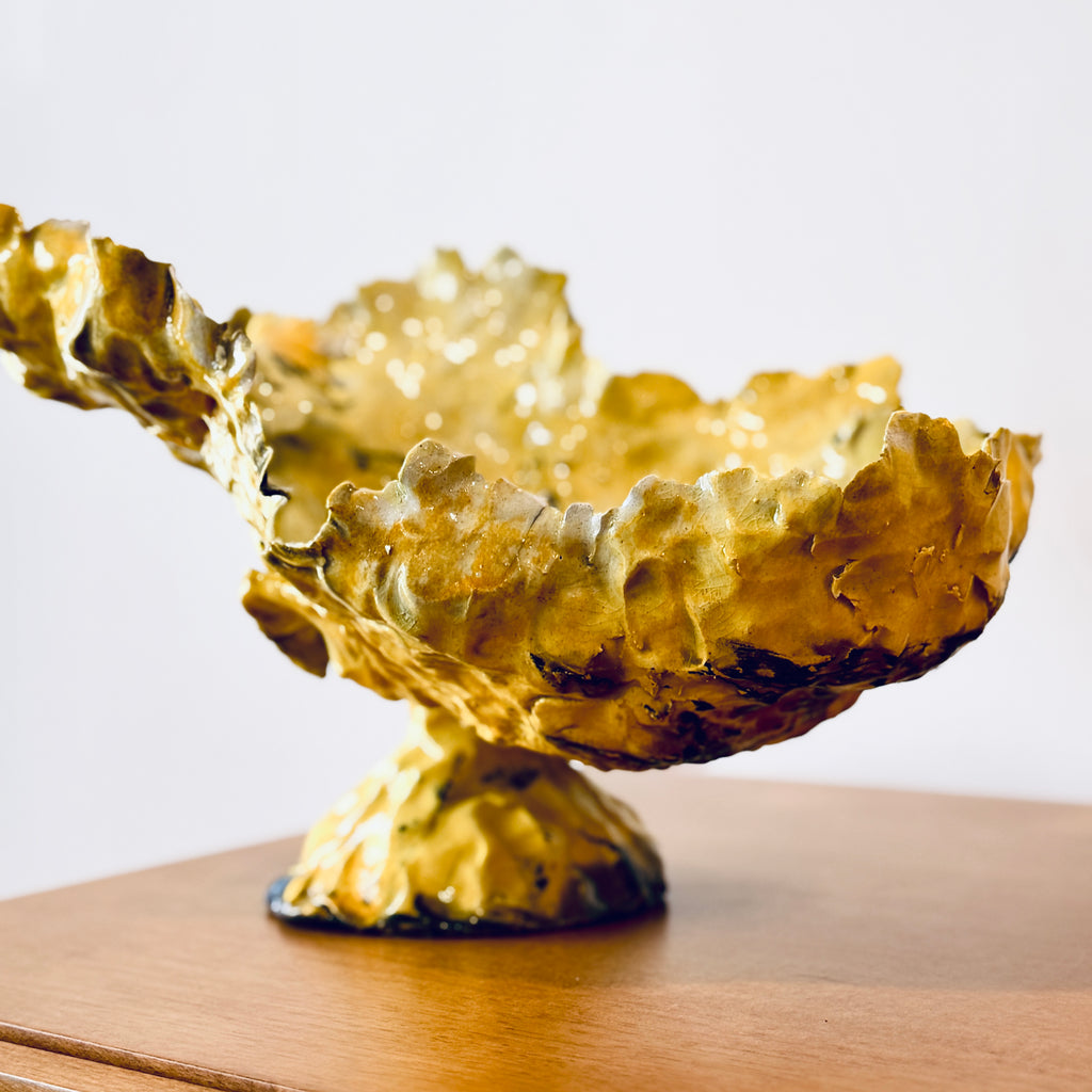 Raku Yellow Footed Bowl