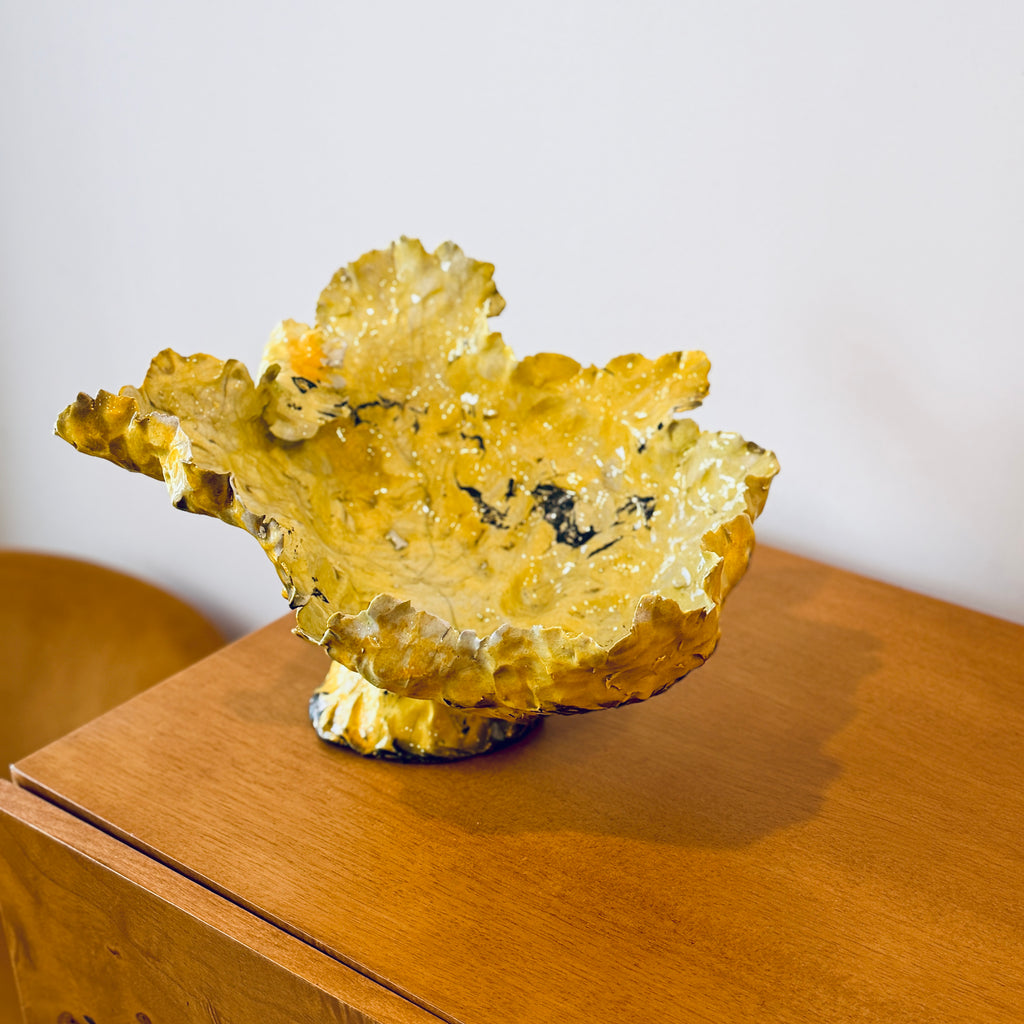 Raku Yellow Footed Bowl