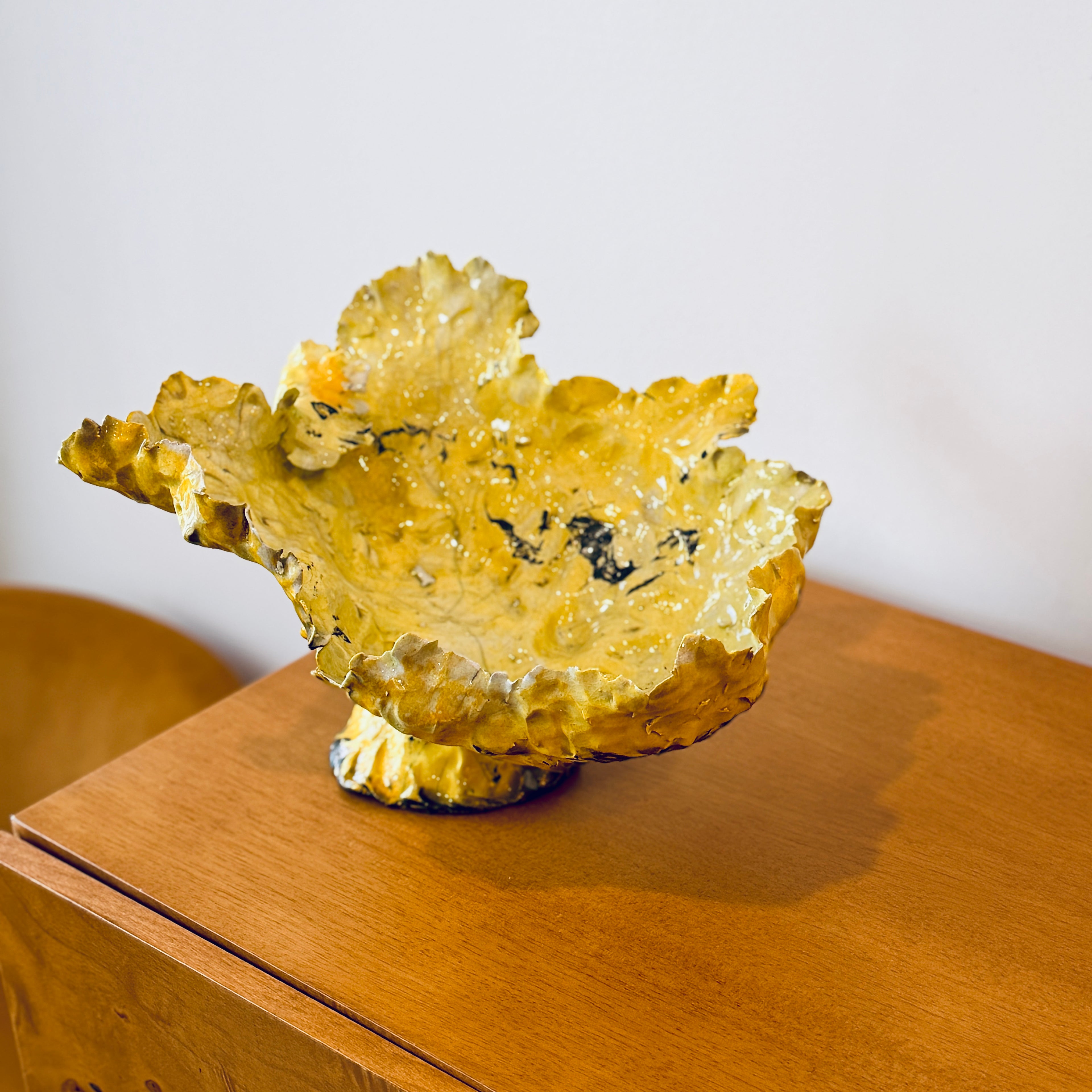Raku Yellow Footed Bowl
