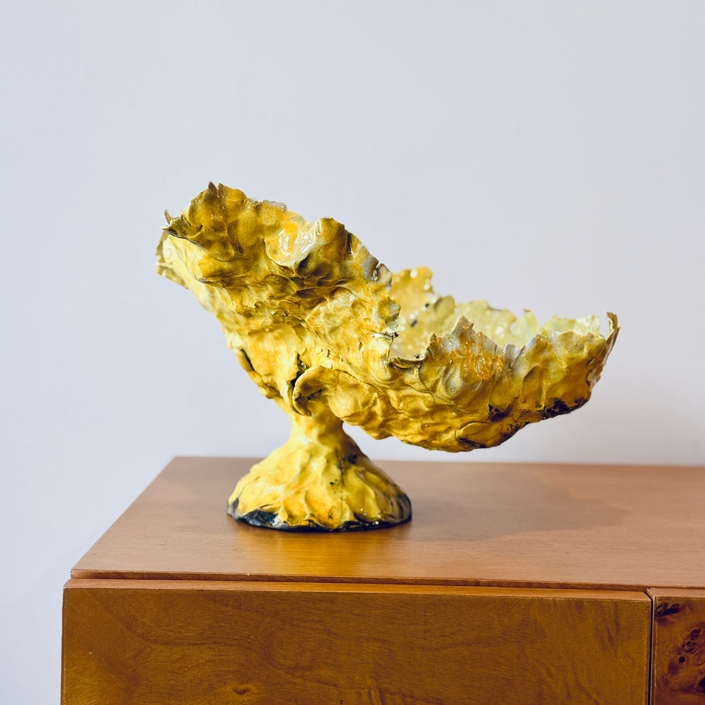 Raku Yellow Footed Bowl