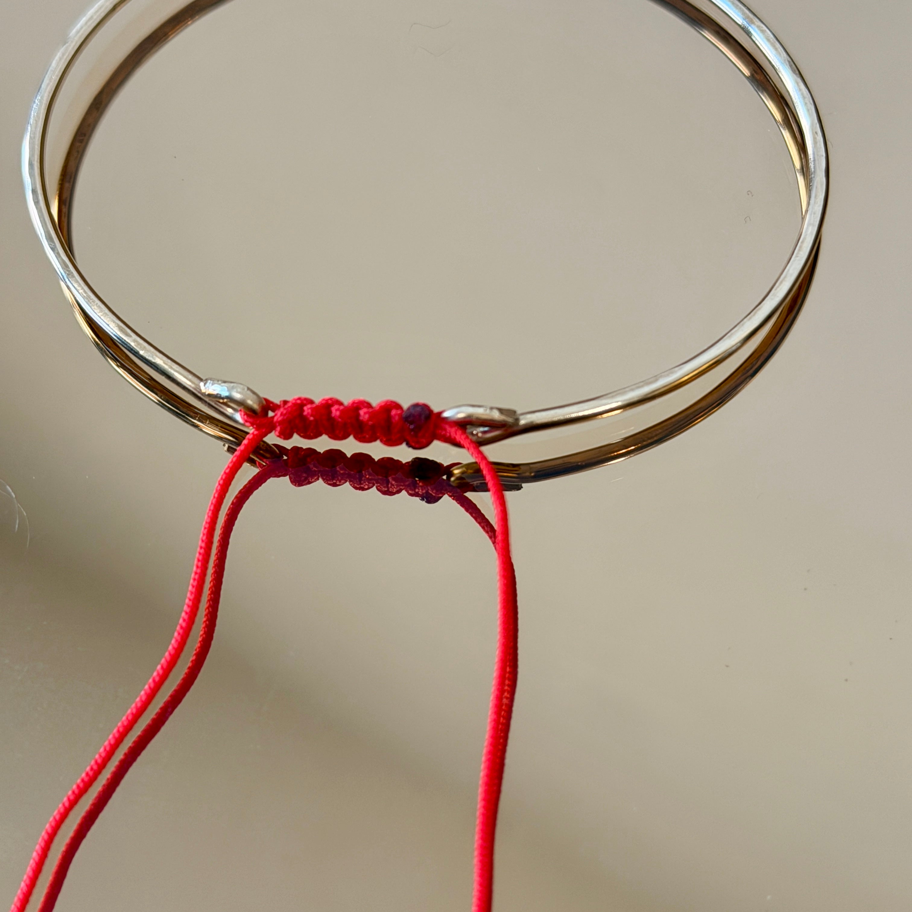 Thick Gold Bracelet with Knotted Accent