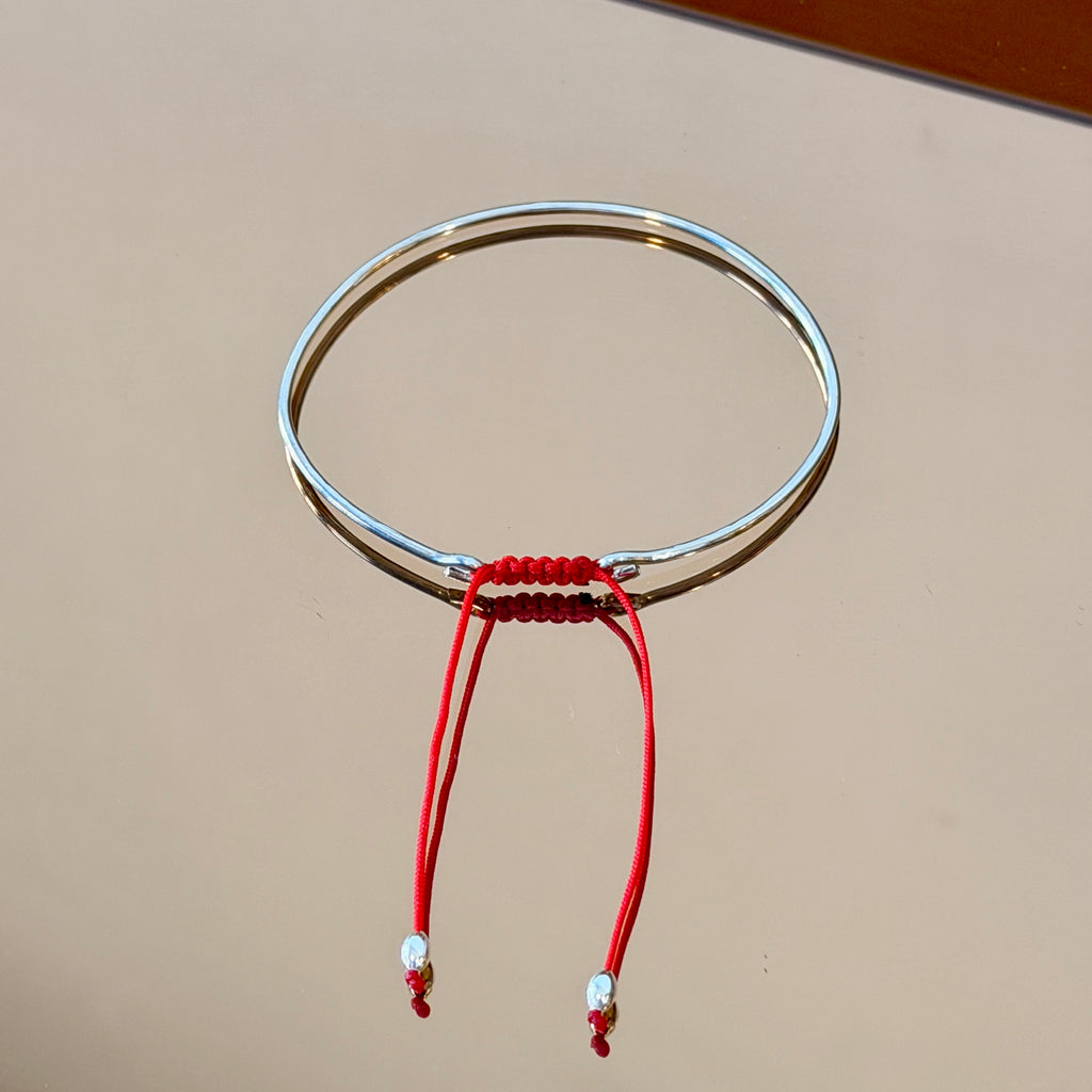 Thick Silver Bracelet with Knotted Accent