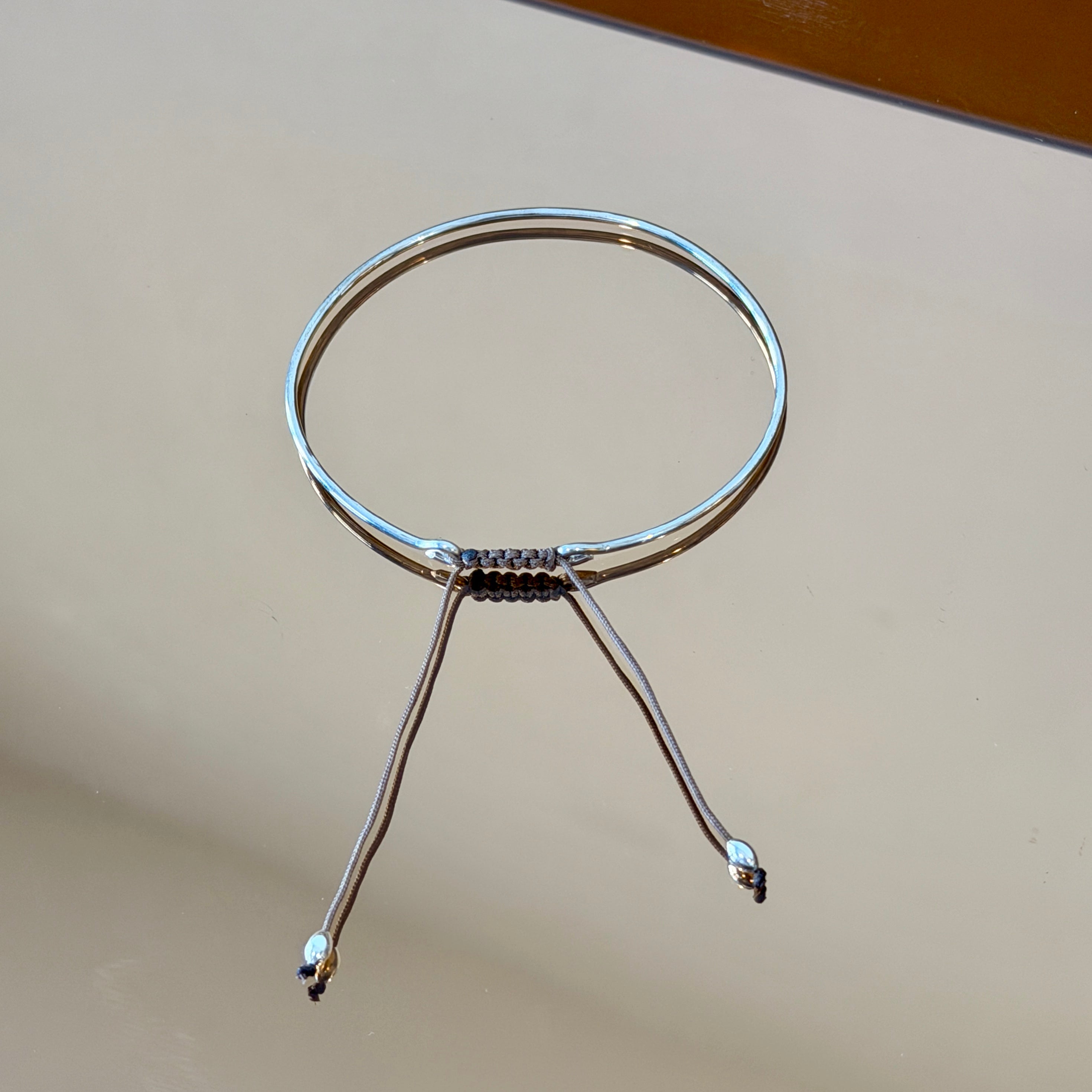 Thick Silver Bracelet with Knotted Accent