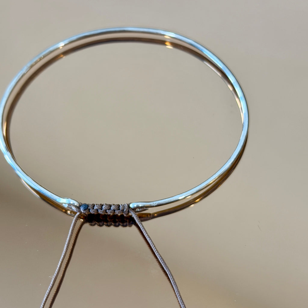 Thick Silver Bracelet with Knotted Accent