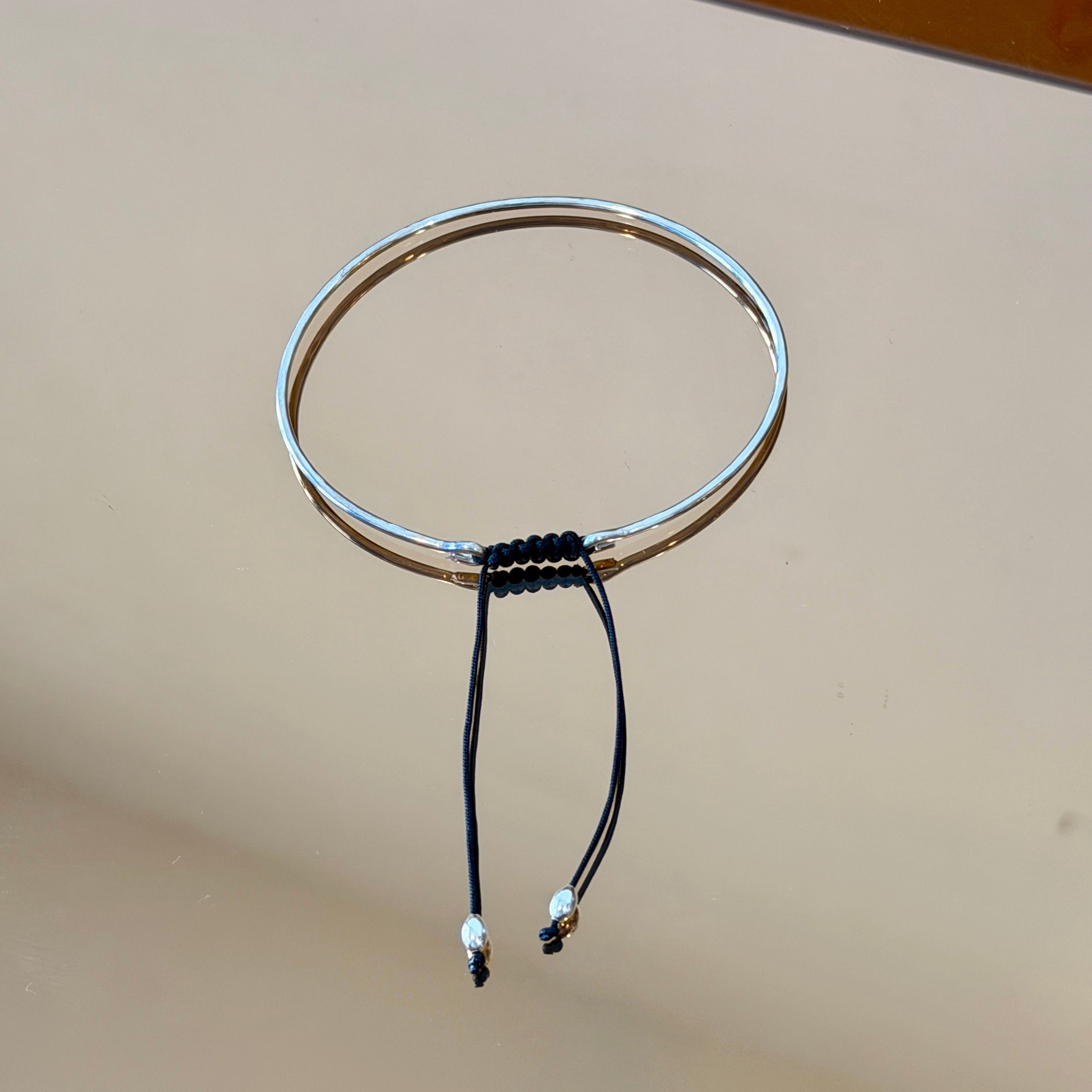 Thick Silver Bracelet with Knotted Accent