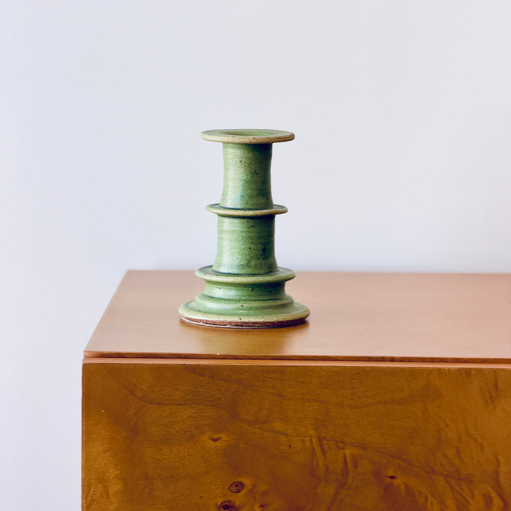 Temple Candle Stick - Matte Green
