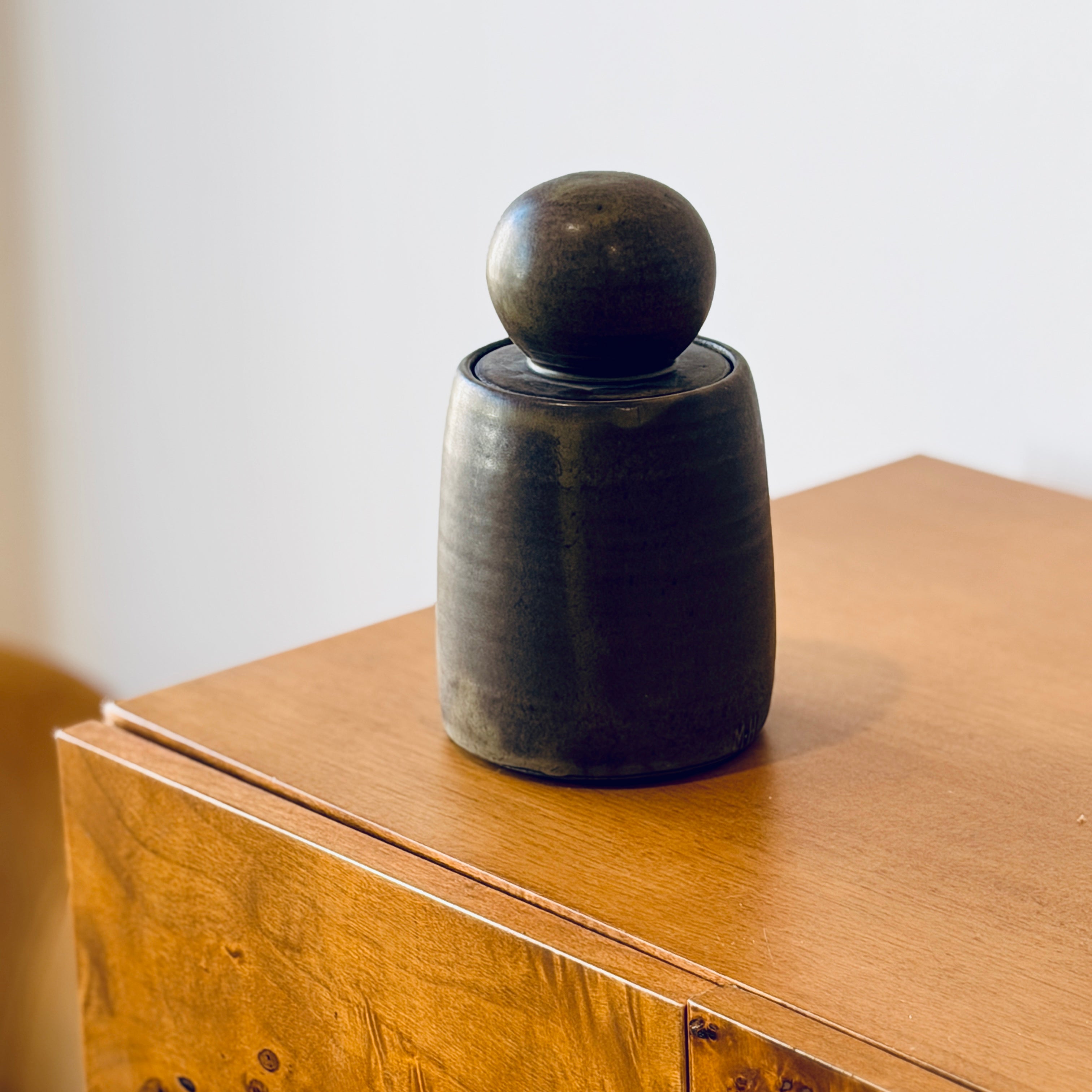 Tall Olive Brown Stash Jar