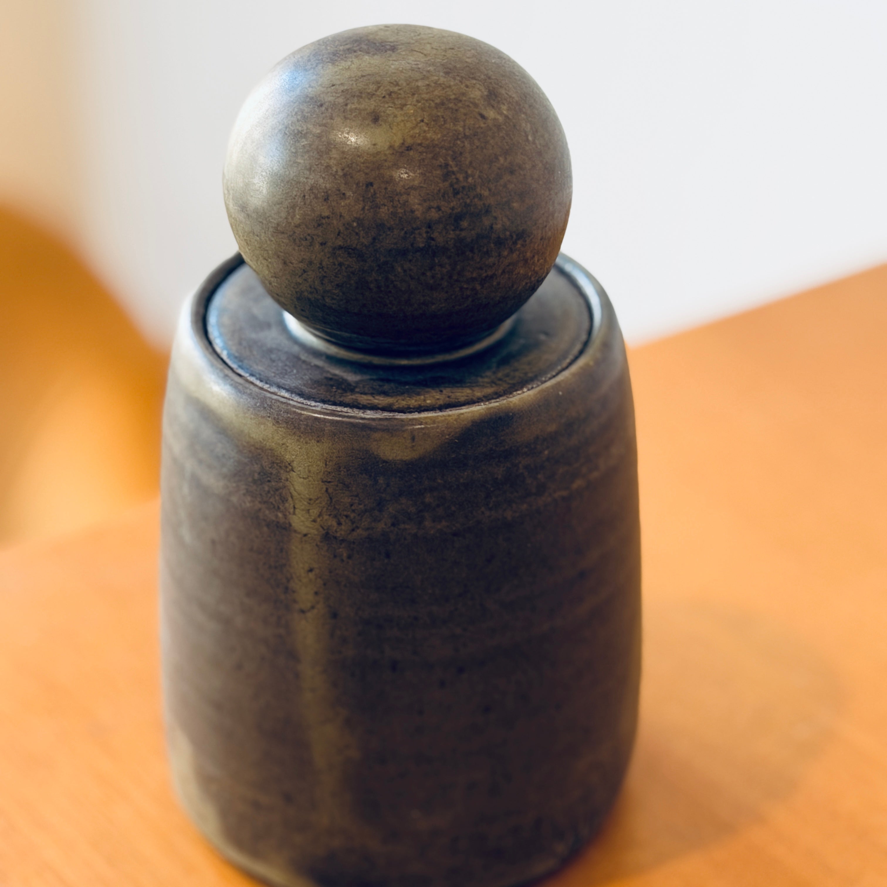 Tall Olive Brown Stash Jar